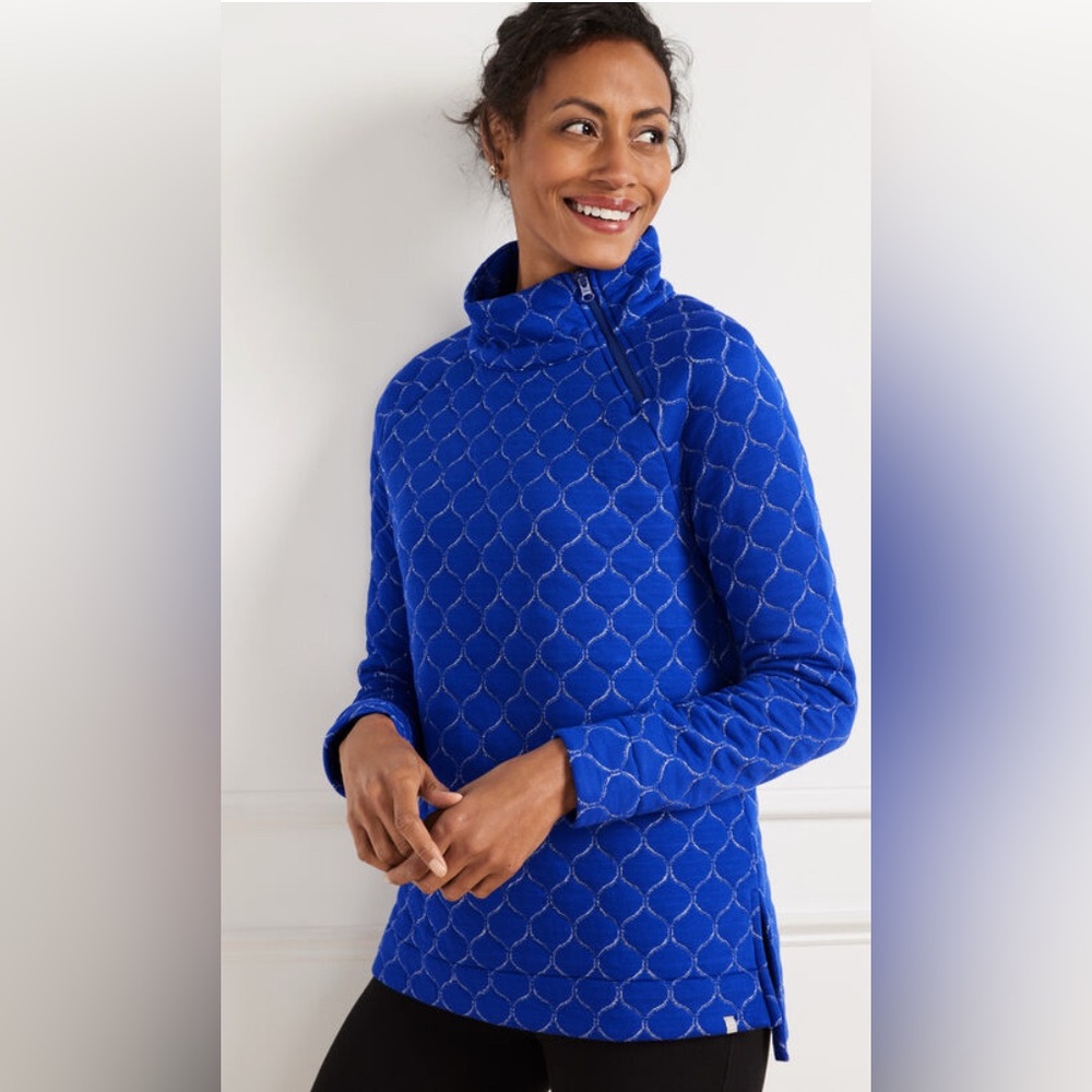 Talbots Asymmetrical Zip Quilted Pullover